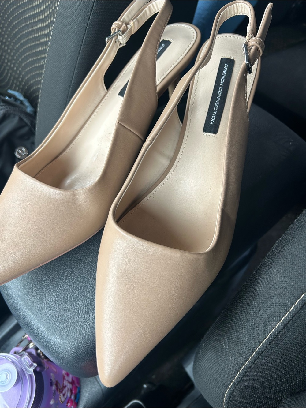 French Connection Beige Pointed -Toe Slingback Heels
